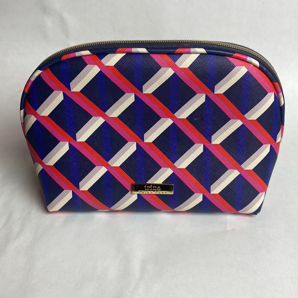 Trina Turk Make up toiletry case zipper geometric design